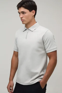 Polo Slim Premium À Col Zippé En Interlock