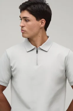 Polo Slim Premium À Col Zippé En Interlock
