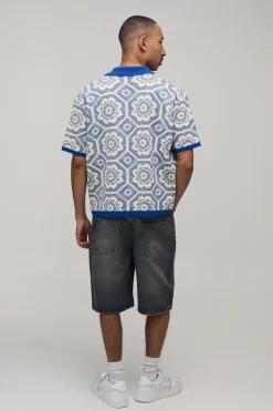 Polo Surdimensionné Ample En Maille Crochet Mélange Coton