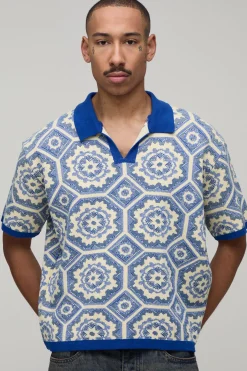 Polo Surdimensionné Ample En Maille Crochet Mélange Coton
