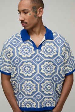 Polo Surdimensionné Ample En Maille Crochet Mélange Coton