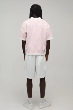 Polo Surdimensionné Boxy En Maille Crochet À Carreaux