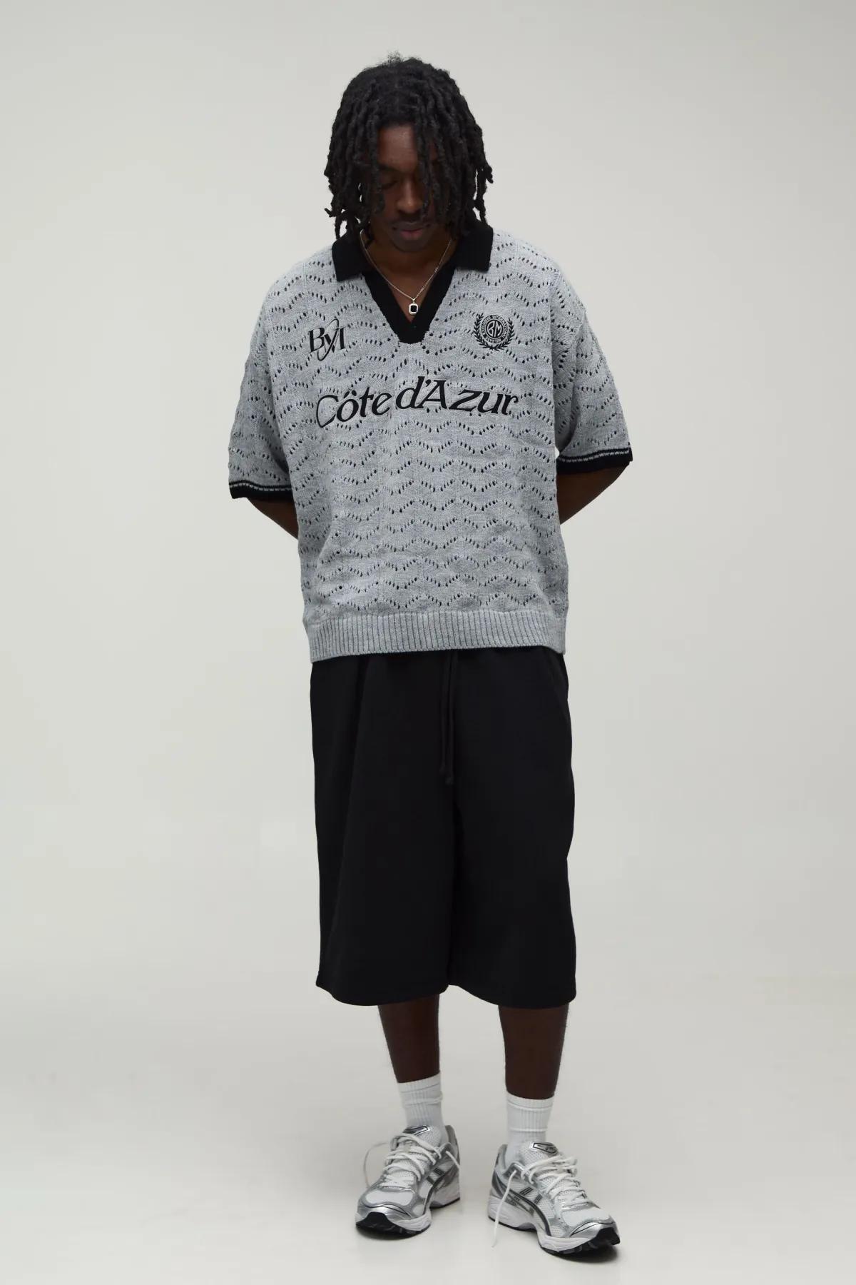boohooMAN Polo Surdimensionné Boxy En Maille Pointelle Brodée<Homme Polos|Tout Afficher