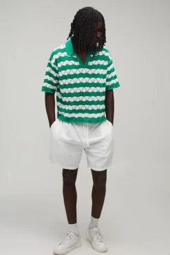 Polo Surdimensionné Boxy En Maille Ajourée Ondulée
