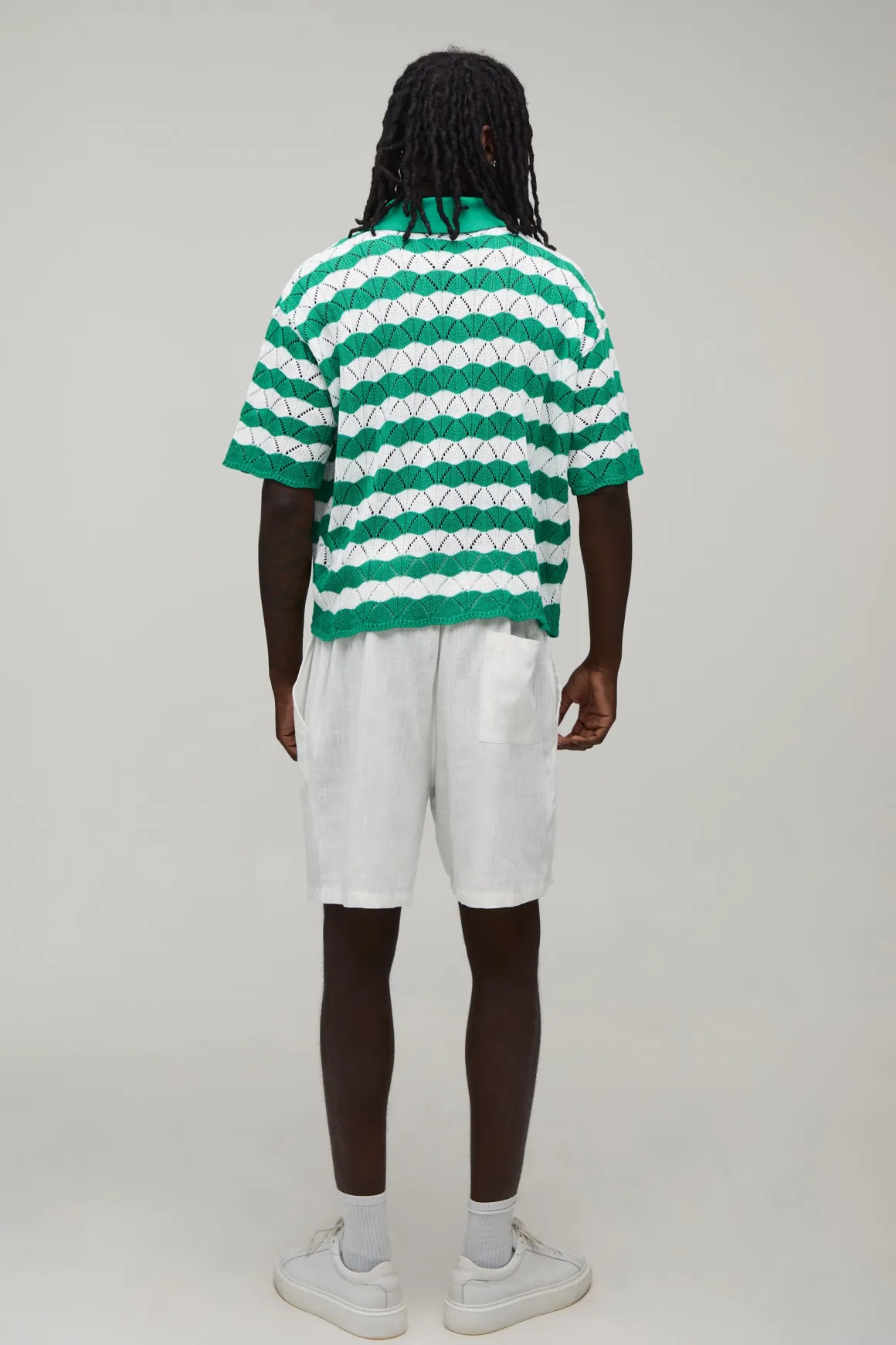 Polo Surdimensionné Boxy En Maille Ajourée Ondulée