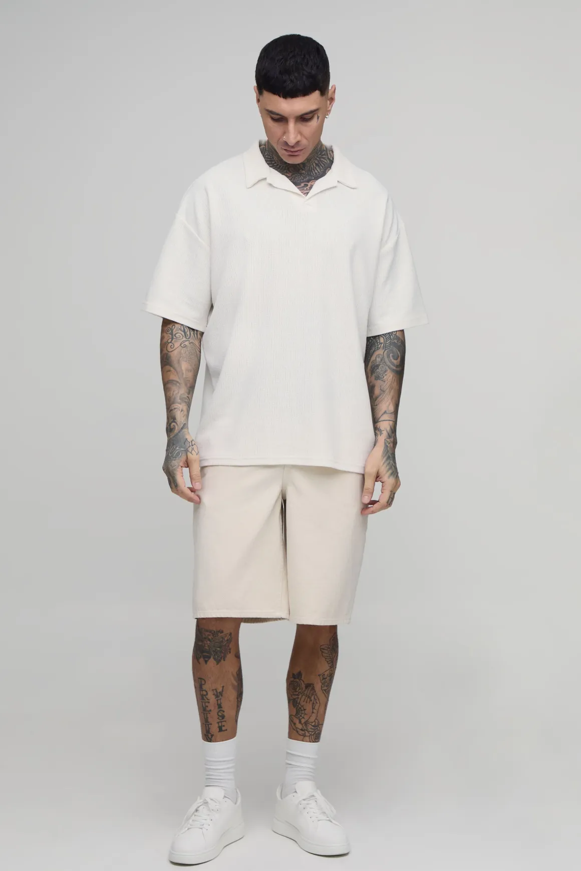 Polo Texturé Col Revere Oversize Tall