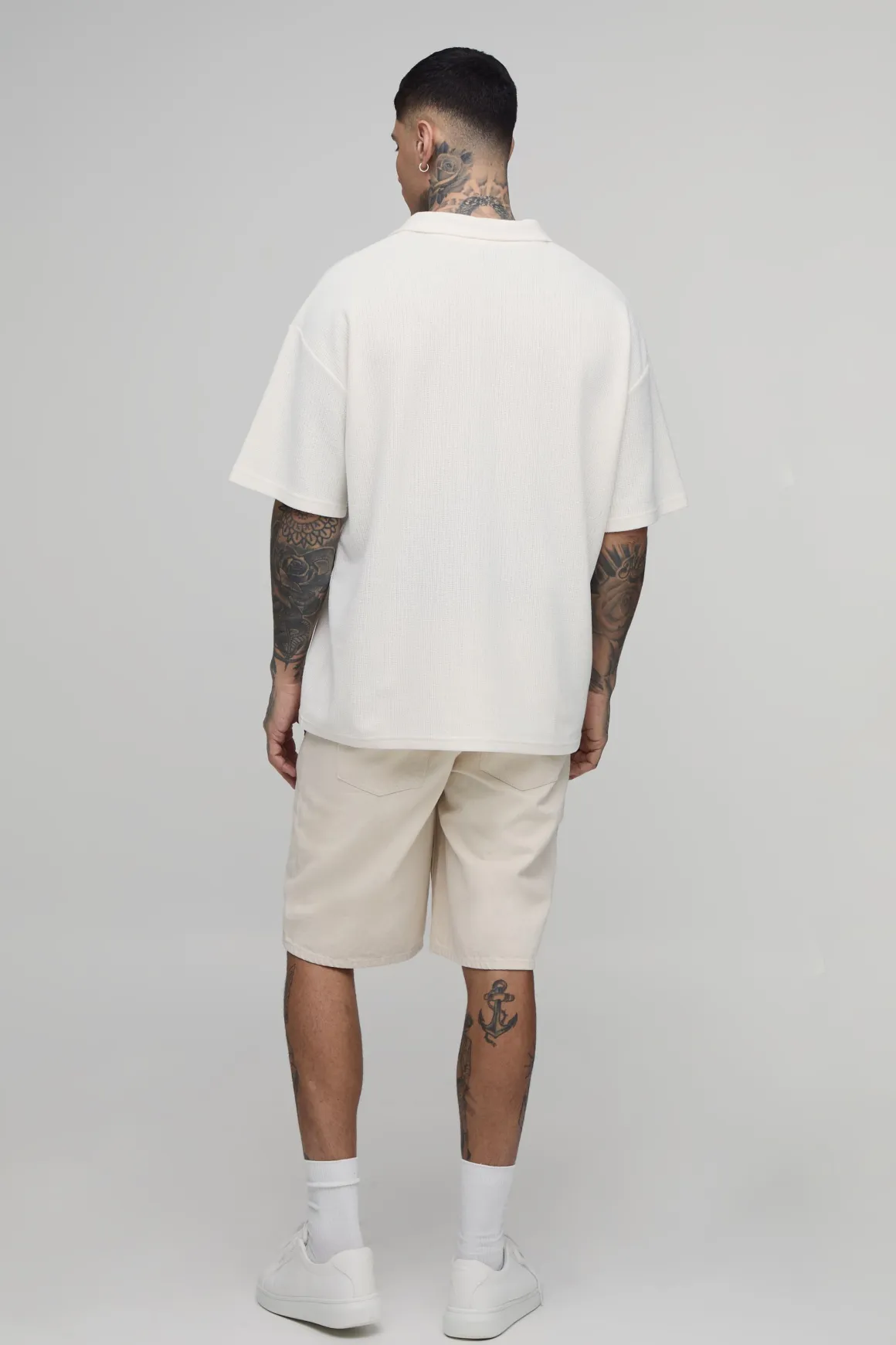Polo Texturé Col Revere Oversize Tall