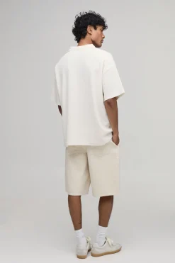 boohooMAN Polo Texturé À Col Revere Oversize<Homme Polos|Tout Afficher