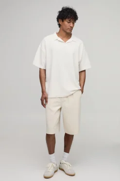boohooMAN Polo Texturé À Col Revere Oversize<Homme Polos|Tout Afficher