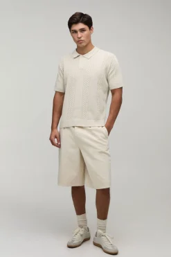 Polo À Torsades Coupe Regular En Mélange De Coton