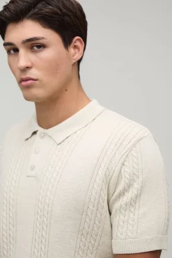 Polo À Torsades Coupe Regular En Mélange De Coton