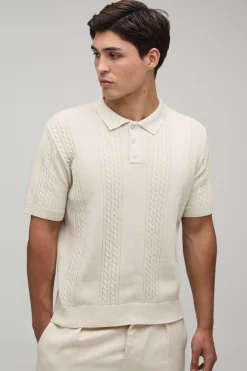 Polo À Torsades Coupe Regular En Mélange De Coton