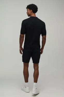 Polo Tricoté Ajusté Muscle En Mélange De Coton Avec Zip 1/4