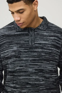 boohooMAN Polo Tricoté Chiné Ample À Coupe Boxy Décontractée<Homme Polos|Maille