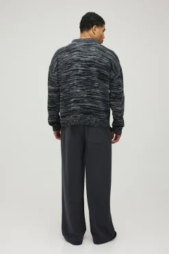 boohooMAN Polo Tricoté Chiné Ample À Coupe Boxy Décontractée<Homme Polos|Maille
