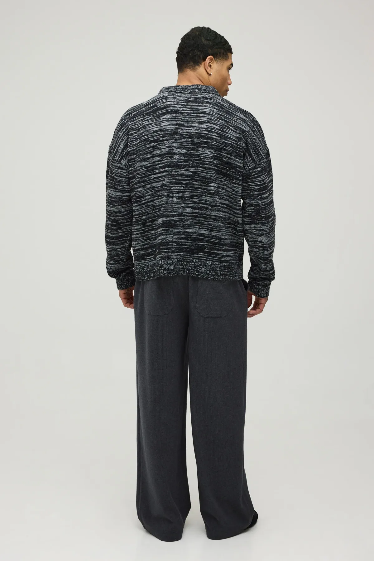 boohooMAN Polo Tricoté Chiné Ample À Coupe Boxy Décontractée<Homme Polos|Maille