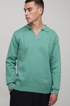 boohooMAN Polo tricoté à col boutonné, pin tuck, coupe régulière<Homme Polos|Maille