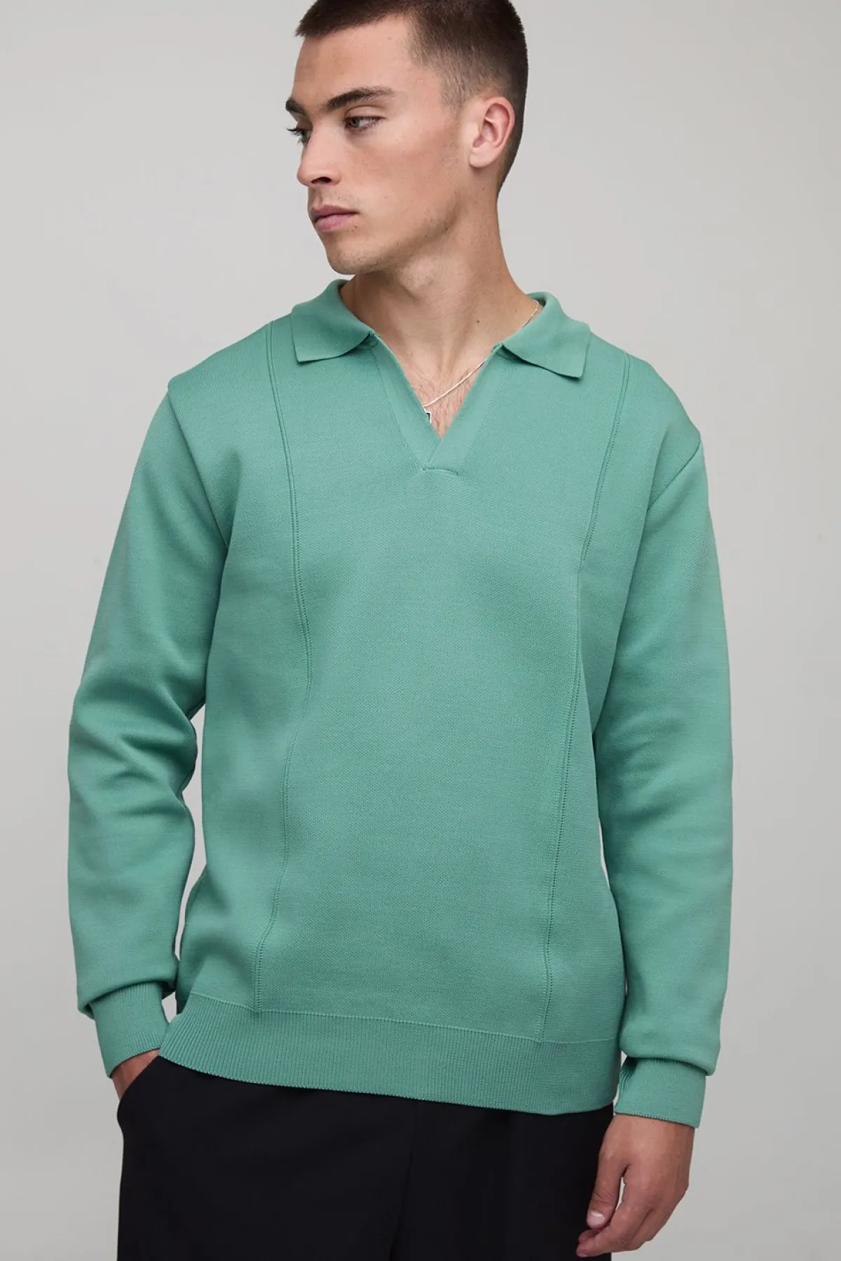 boohooMAN Polo tricoté à col boutonné, pin tuck, coupe régulière<Homme Polos|Maille