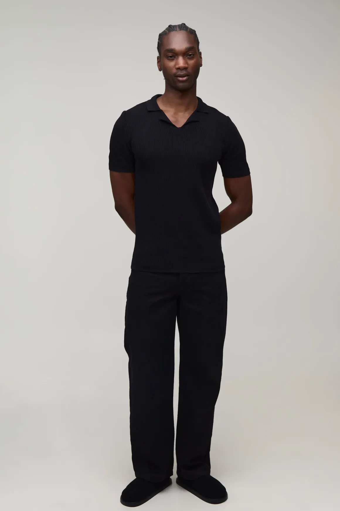 Polo Tricoté À Col Revere Coupe Ajustée Muscle Mélange Coton Tall