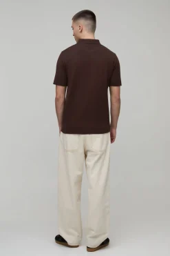 boohooMAN Polo Tricoté Coupe Ajustée Toucher Doux Col Zippé 1/4<Homme Polos|Maille
