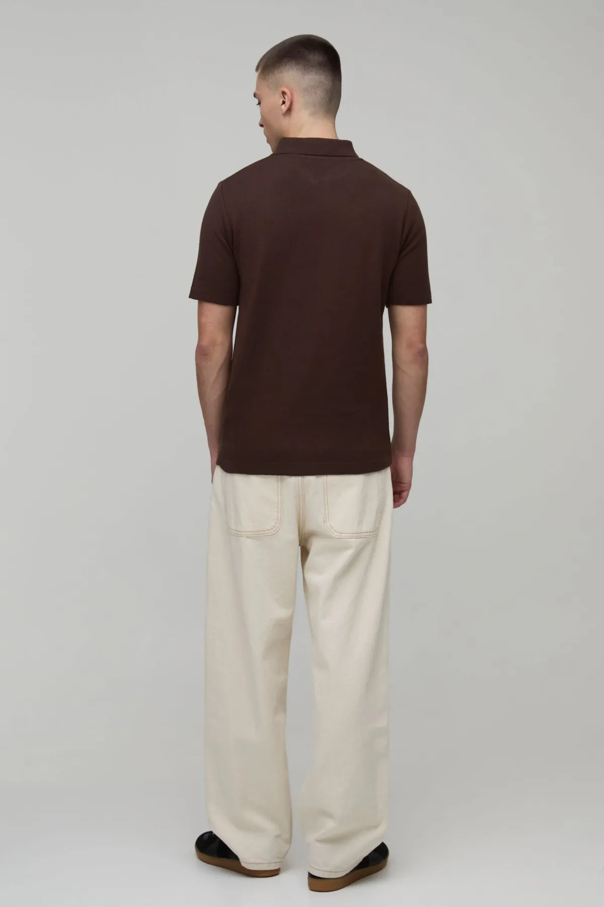 boohooMAN Polo Tricoté Coupe Ajustée Toucher Doux Col Zippé 1/4<Homme Polos|Maille