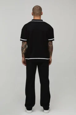 boohooMAN Polo Tricoté À Coupe Décontractée Avec Détails Contrastés<Homme Polos|Essentiels