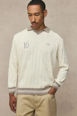 Polo Tricoté Côtelé À Col En V Coupe Regular