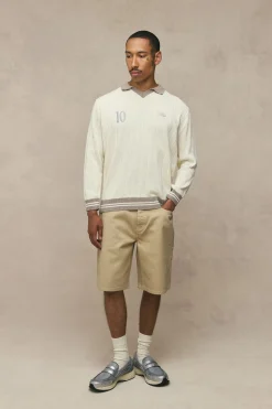Polo Tricoté Côtelé À Col En V Coupe Regular