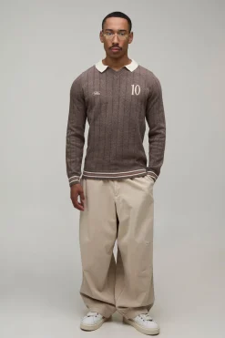 boohooMAN Polo Tricoté Côtelé À Col V Coupe Regular<Homme Polos|Maille