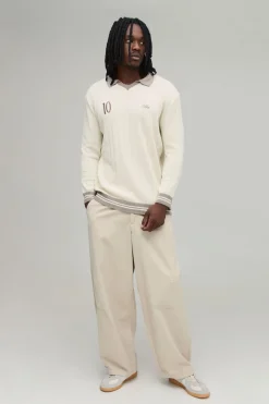 Polo Tricoté Côtelé À Col V Coupe Regular Tall