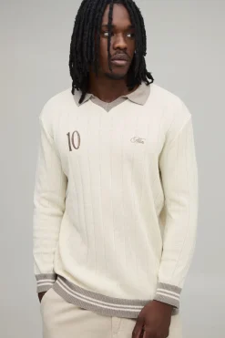 Polo Tricoté Côtelé À Col V Coupe Regular Tall