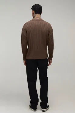 boohooMAN Polo Tricoté Côtelé Col V Décontracté Pour Grand<Homme Tout Afficher|Tenues De Soirée Tall