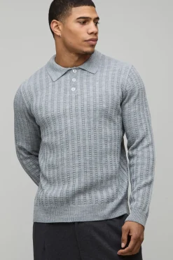 Polo Tricoté Côtelé Coupe Ample