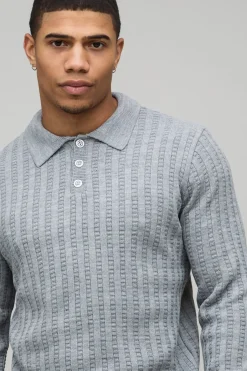 Polo Tricoté Côtelé Coupe Ample