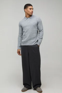 Polo Tricoté Côtelé Coupe Ample