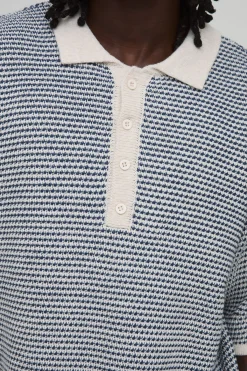 boohooMAN Polo Tricoté Décontracté À Rayures Texturées Avec Patte De Boutonnage Allongée<Homme Polos|Tout Afficher