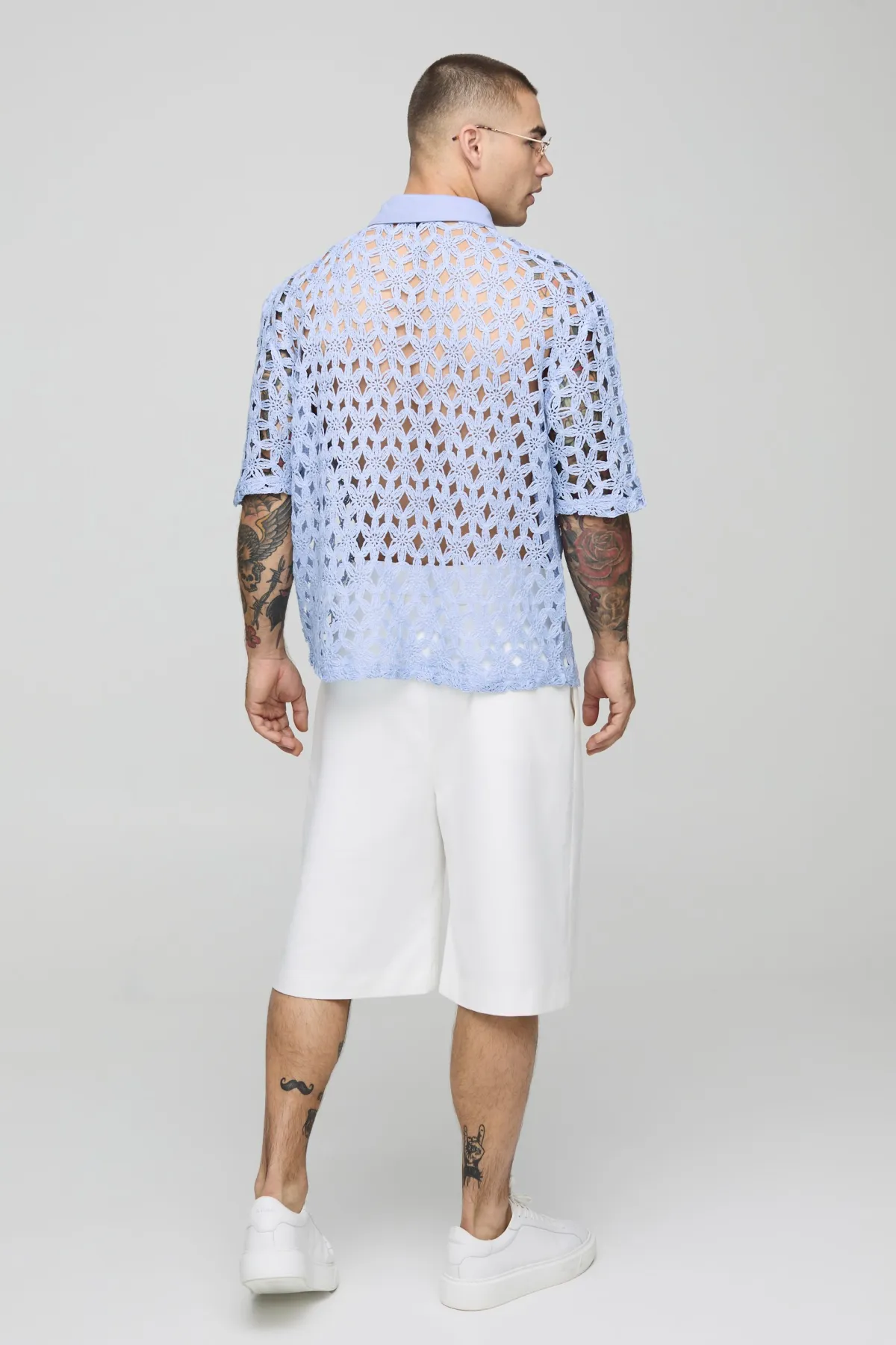 boohooMAN Polo tricoté en crochet surdimensionné<Homme Chemises|Maille