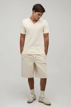 Polo Tricoté En Mélange De Coton Coupe Regular