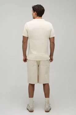 Polo Tricoté En Mélange De Coton Coupe Regular