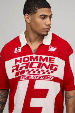 Polo Tricoté Jacquard Moto Ample Style Boxy Oversize