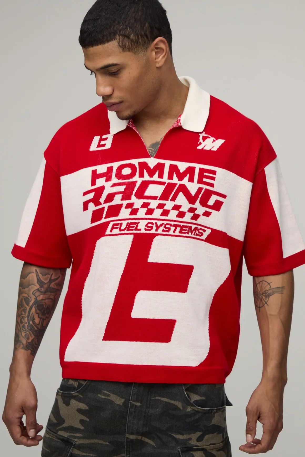 Polo Tricoté Jacquard Moto Ample Style Boxy Oversize