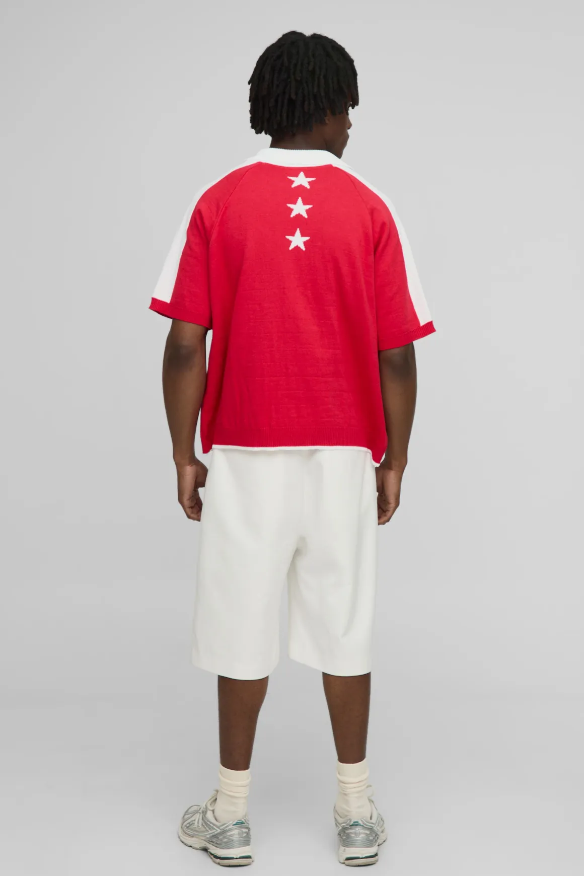 Polo tricoté jacquard moto oversize boxy