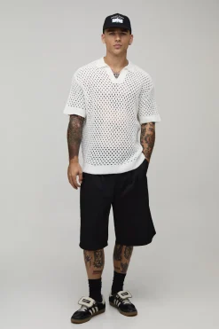 boohooMAN Polo Tricoté À Maille Ajourée Coupe Décontractée<Homme Polos|Tout Afficher