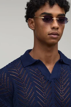boohooMAN Polo Tricoté À Maille Ajourée Coupe Décontractée<Homme Polos|Maille