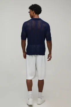 boohooMAN Polo Tricoté À Maille Ajourée Coupe Décontractée<Homme Polos|Maille
