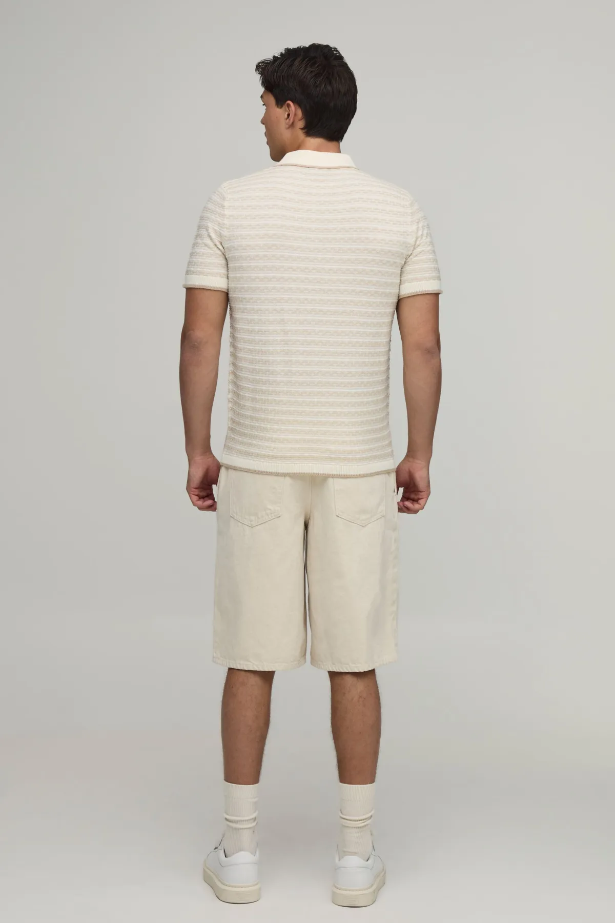 boohooMAN Polo Tricoté À Maille Ajourée Et Rayures Coupe Regular<Homme Polos|Maille