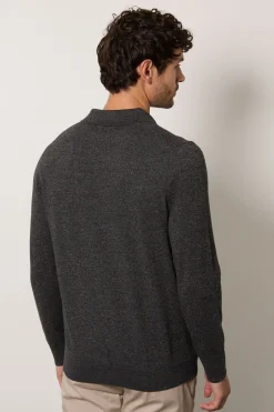 Polo Tricoté à Manches Longues Riche en Coton
