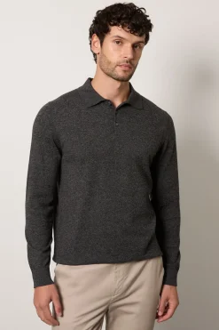 Polo Tricoté à Manches Longues Riche en Coton
