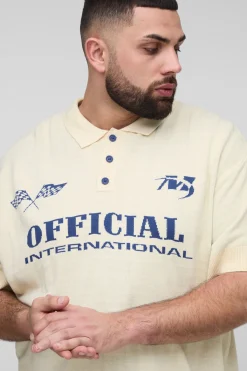 boohooMAN Polo tricoté officiel Moto surdimensionné à manches courtes<Homme Tout Afficher|Maille