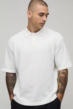 boohooMAN Polo Tricoté Oversize Ample En Mélange De Coton<Homme Polos|Maille